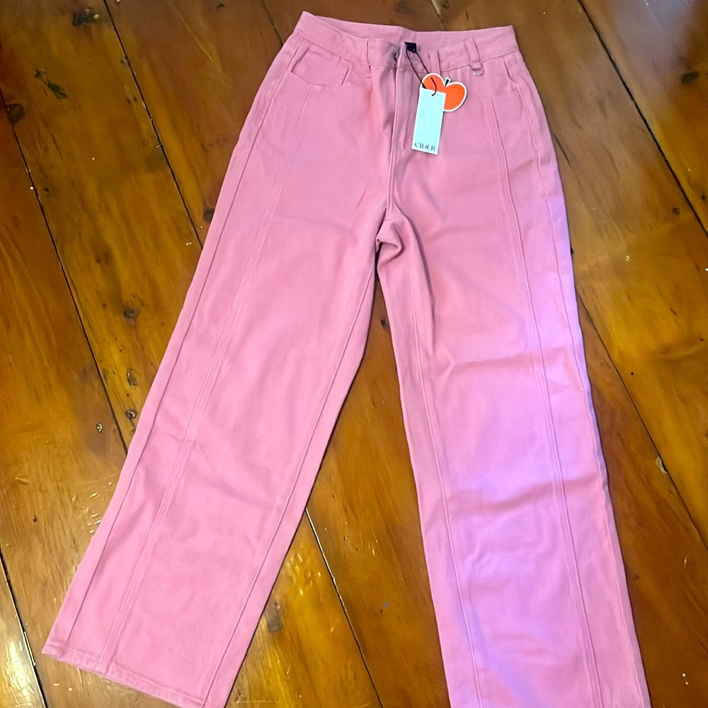 Cider high rise baggy pink jeans (never worn, with tags)